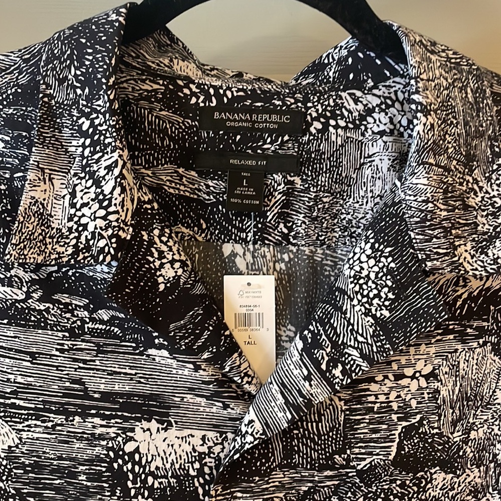 🆕 Banana Republic TALL Shirt Button Up Hawaiian T-Shirt Size L tall
